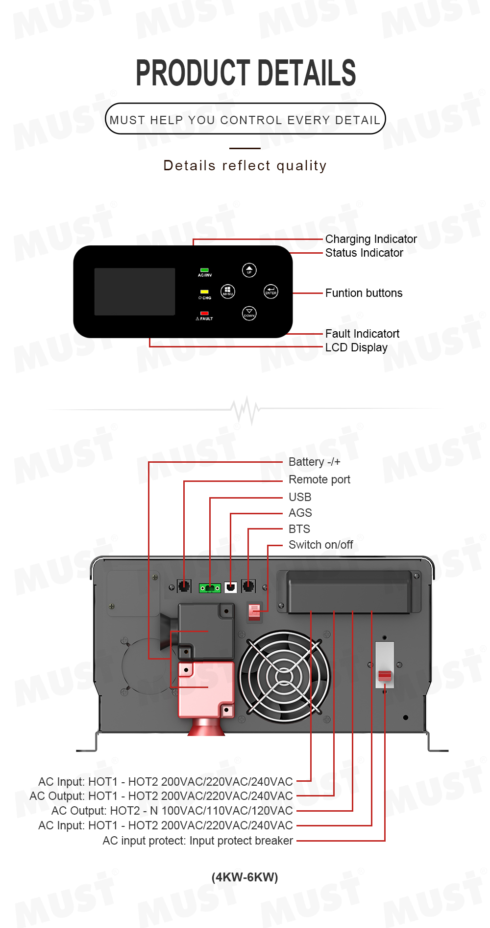 Must Best Selling 110V 120V 22 - Pure Sine Wave Inverter 5000W 48V 220V review and price